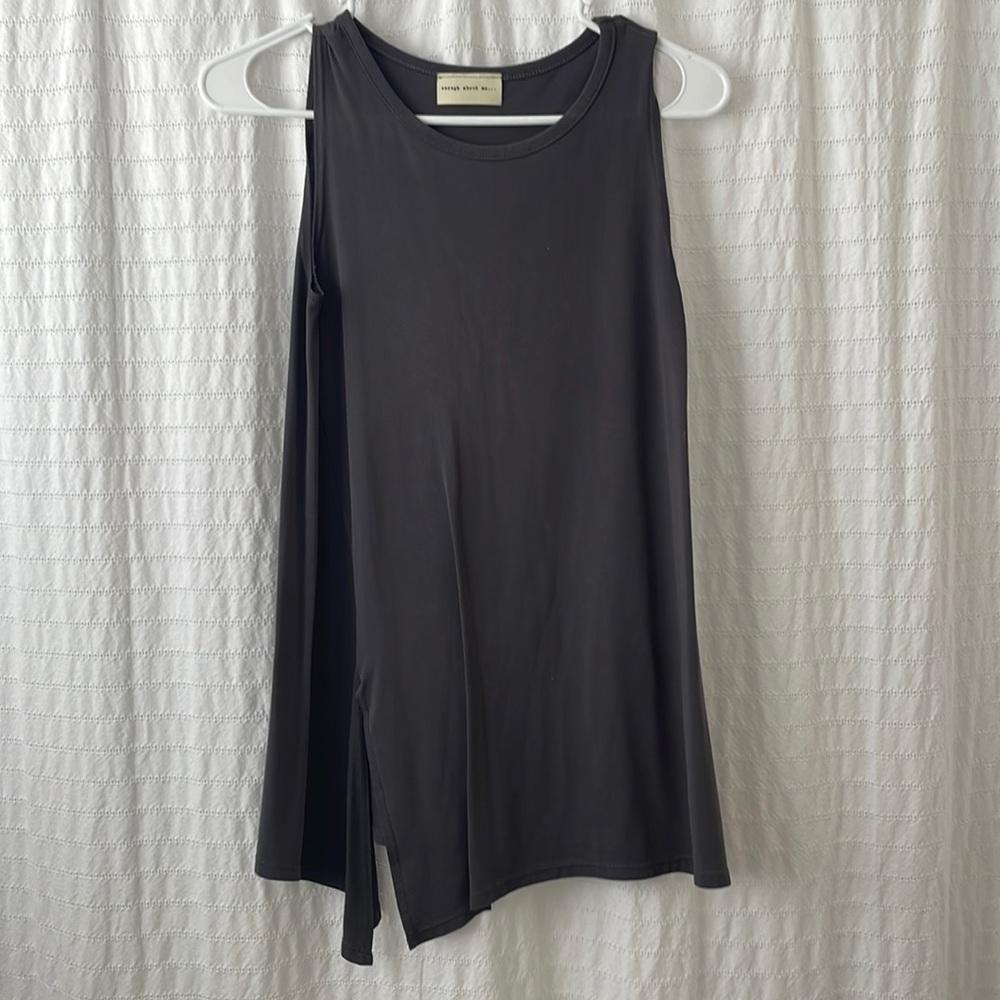 Asymmetrical stone gray tunic tank